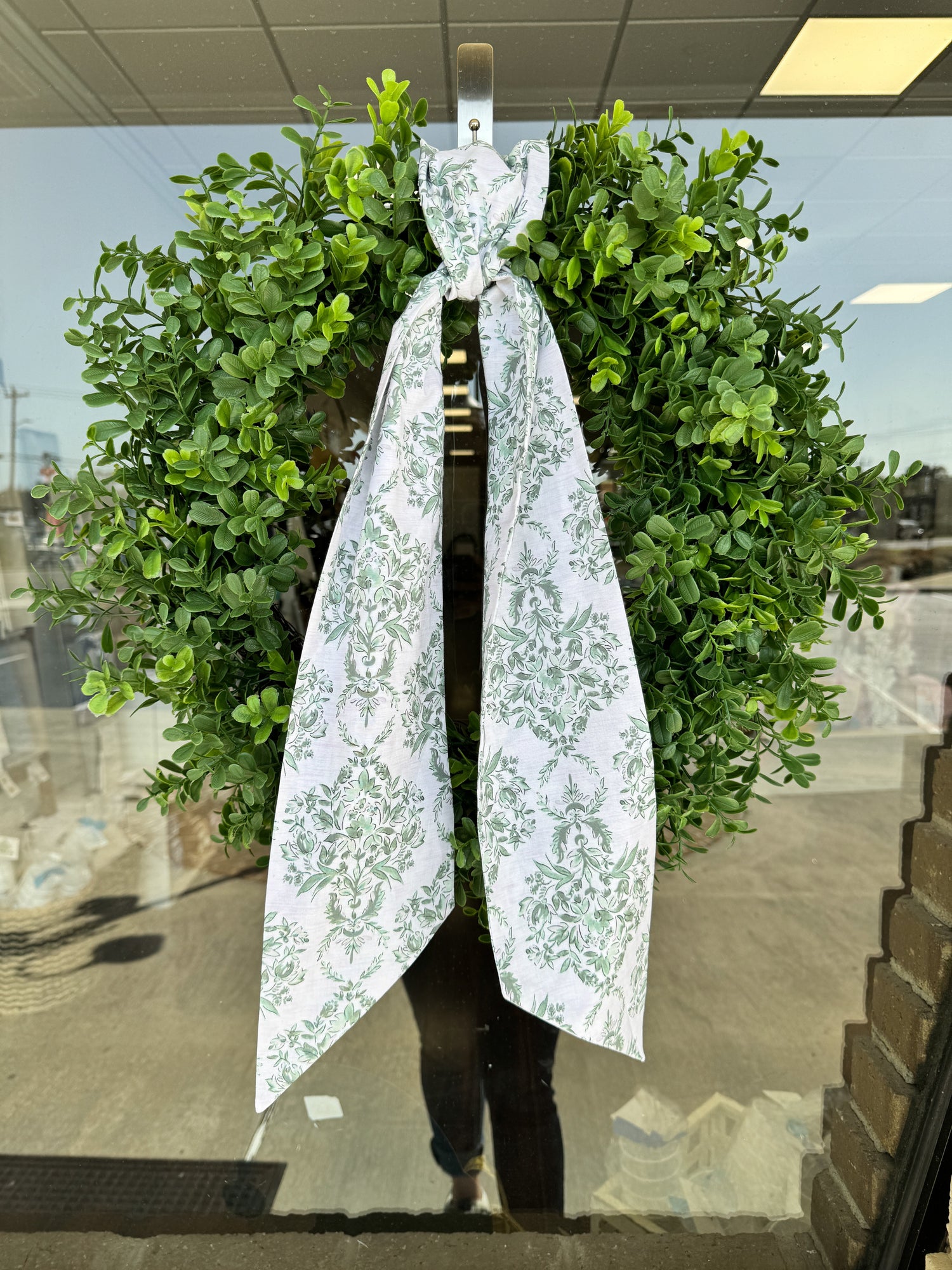 60&quot; Green Toile Wreath Sash - So &amp; Sew Boutique