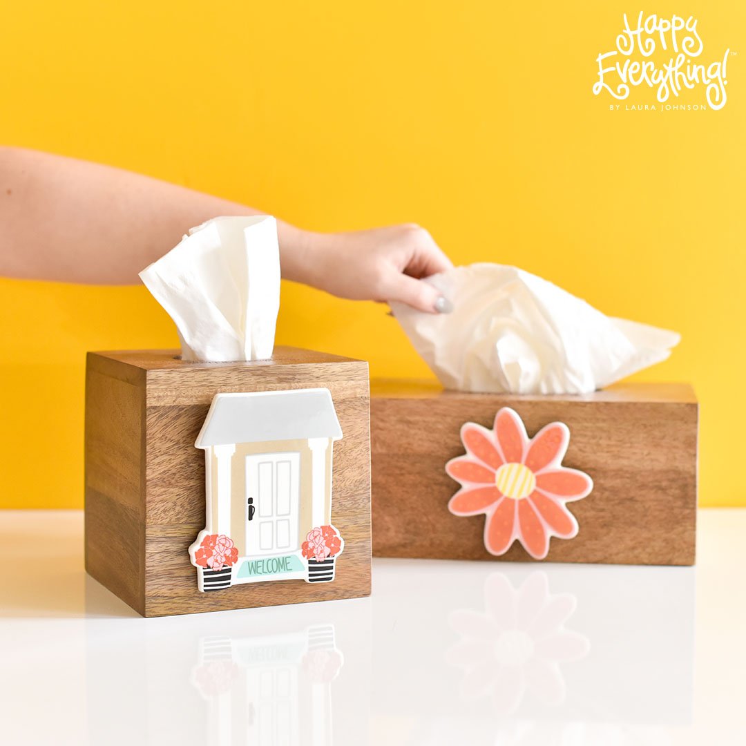 Happy Everything! Mini Rectangle Wood Tissue Box - So &amp; Sew Boutique