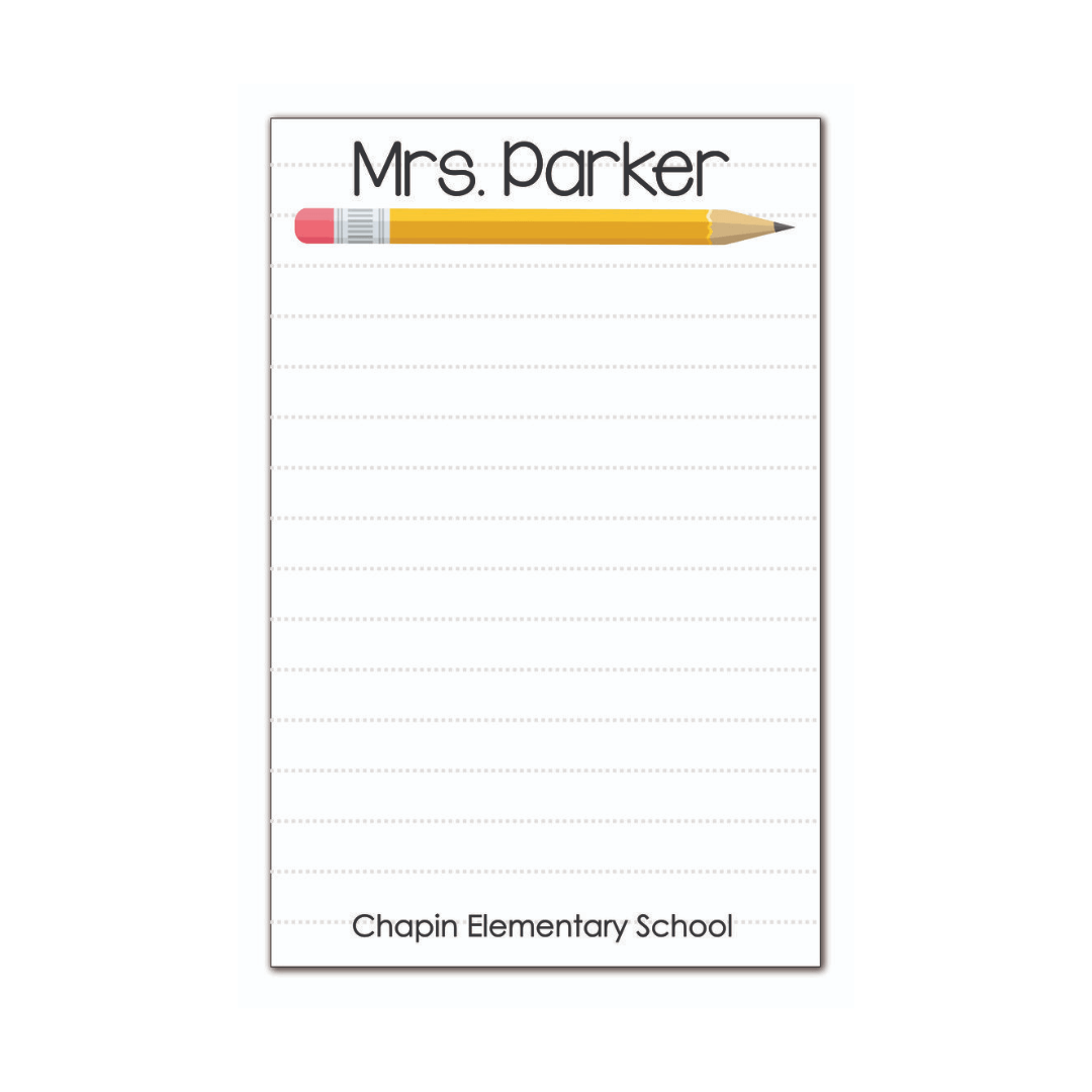 Custom Teacher Notepad w/ Pencil - So &amp; Sew Boutique