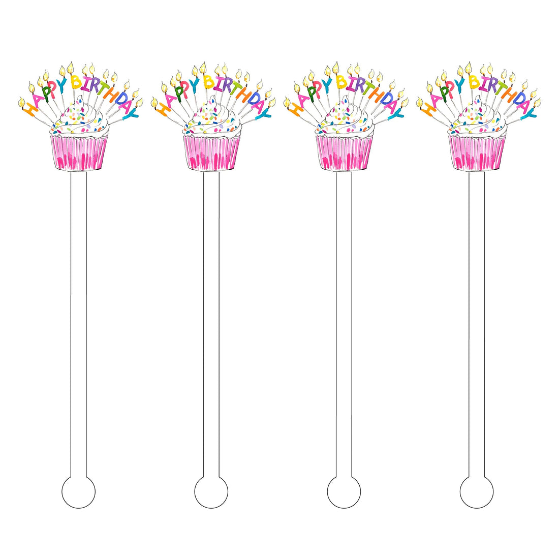 Happy Birthday Acrylic Stir Sticks (Set of 4) - So &amp; Sew Boutique