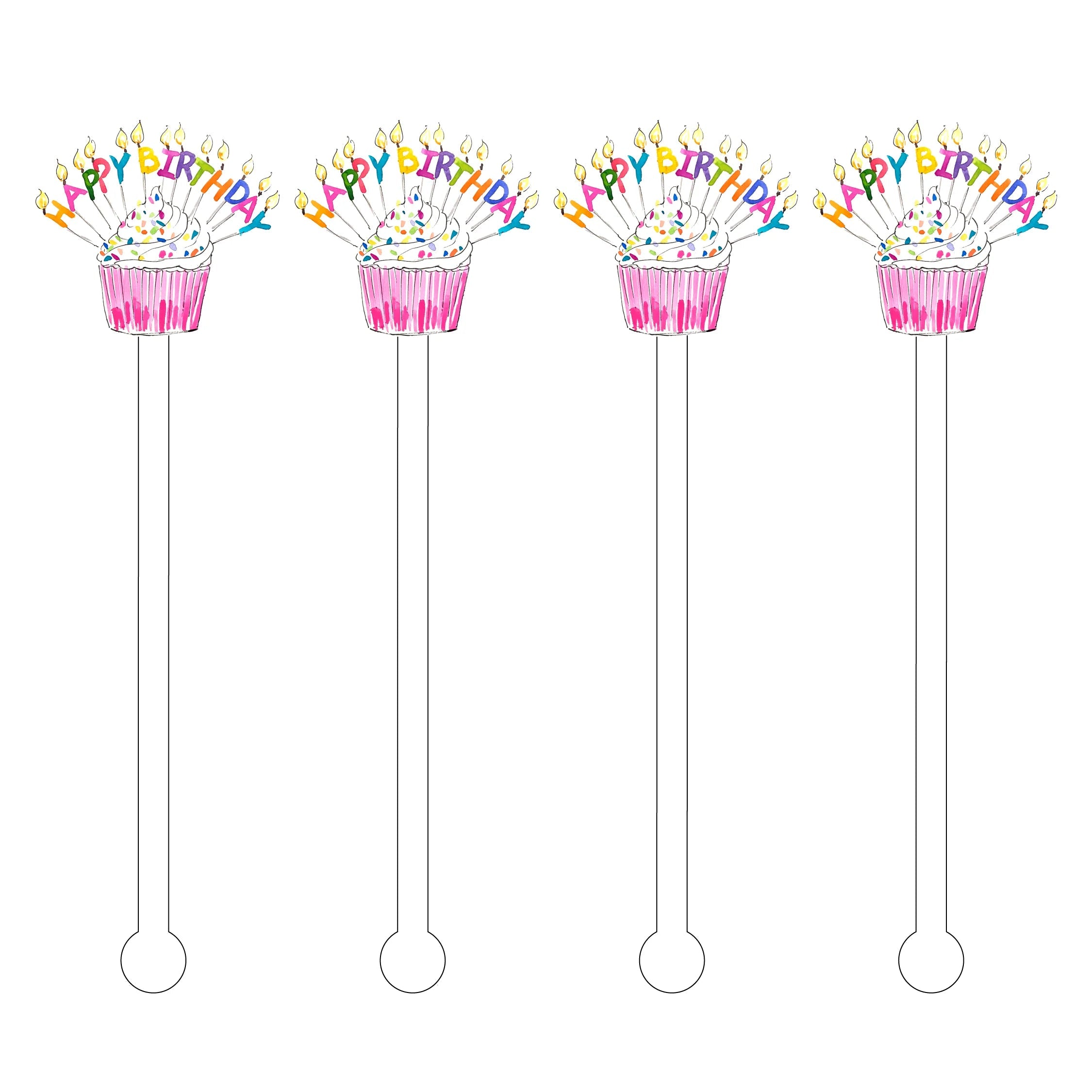 Happy Birthday Acrylic Stir Sticks (Set of 4) - So &amp; Sew Boutique