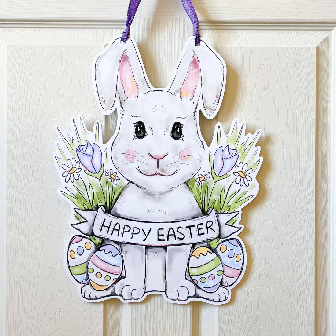 Happy Easter Bunny | Indoor/Outdoor Door Hanger - So &amp; Sew Boutique