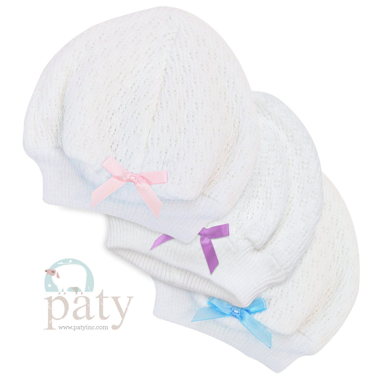 Paty Knit Beanie Cap with Bow - So &amp; Sew Boutique