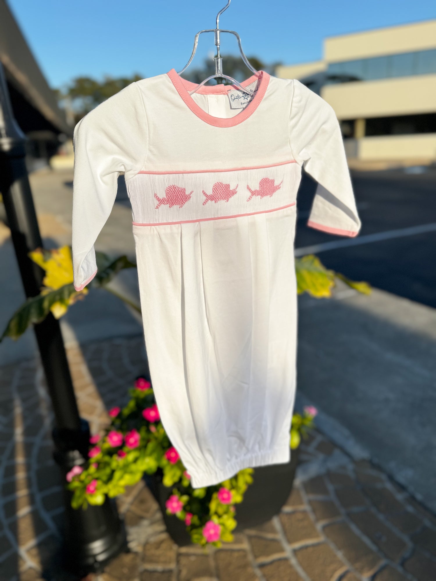 Heirloom Newborn Gown | Sailfish-IC Apparel-Outerbanks Smocking Co.-Pink-So &amp; Sew Boutique