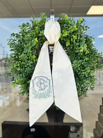 60&quot; Ecru Wreath Sash - So &amp; Sew Boutique