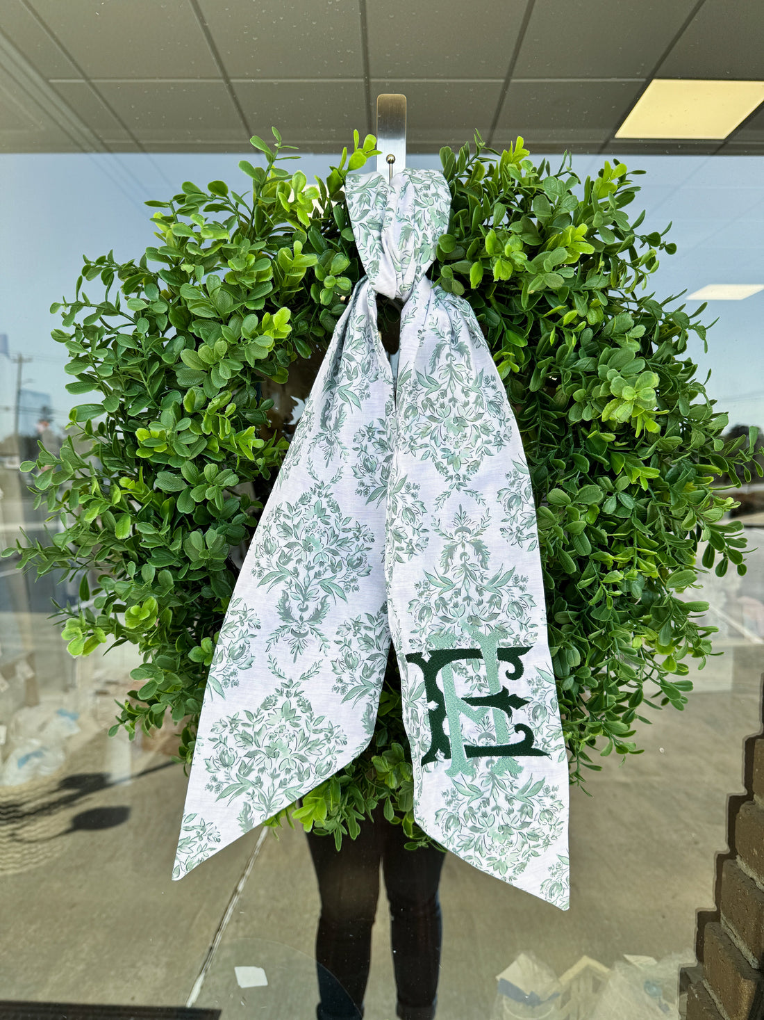 60&quot; Green Toile Wreath Sash - So &amp; Sew Boutique