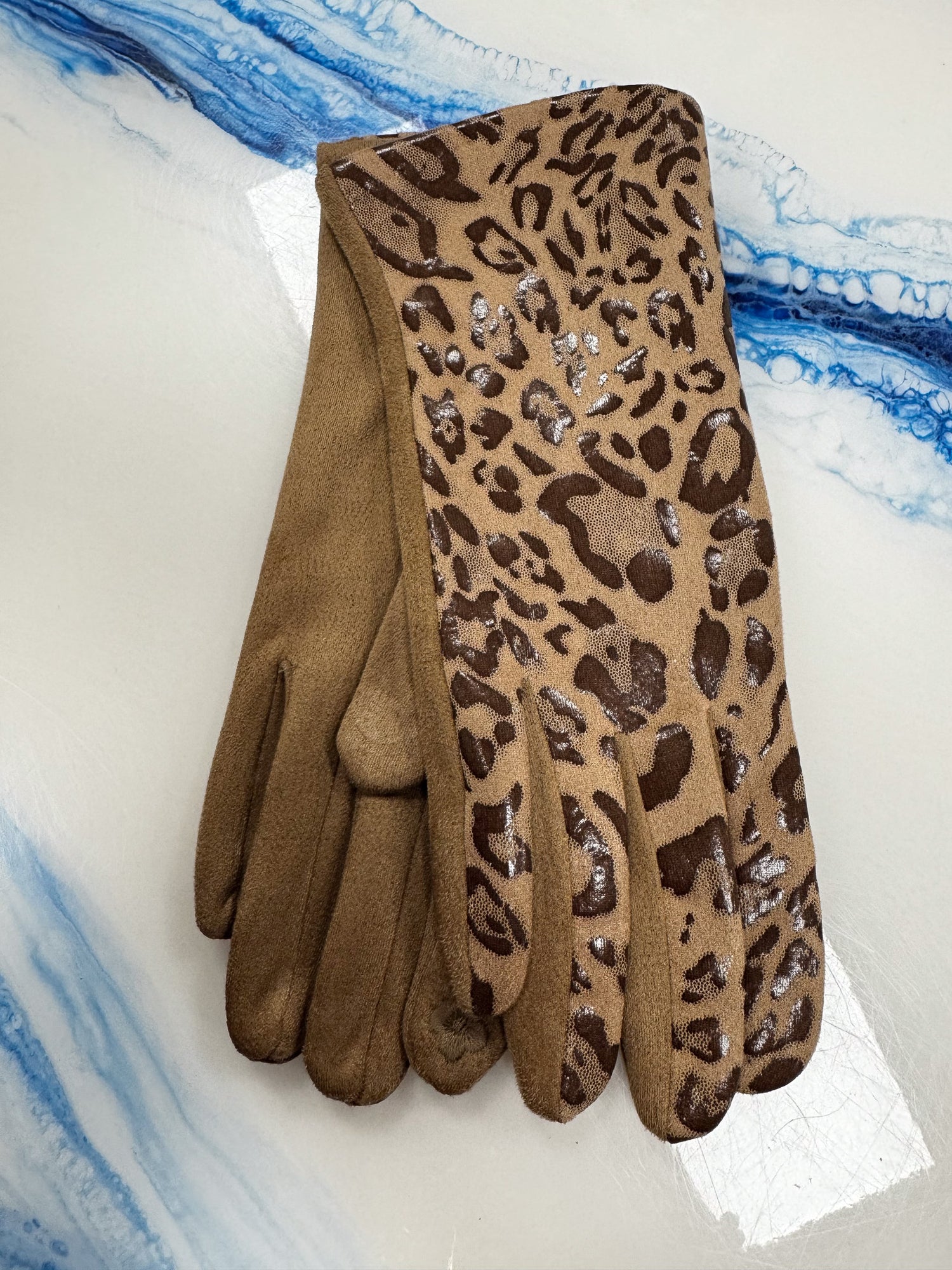 Leopard Sheen Gloves-Wearables-VLD-Brown-So &amp; Sew Boutique