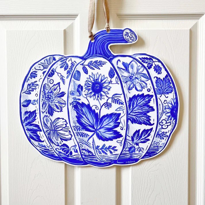 Chinoiserie Pumpkin Indoor/Outdoor Door Hanger *Pre - Order - So &amp; Sew Boutique