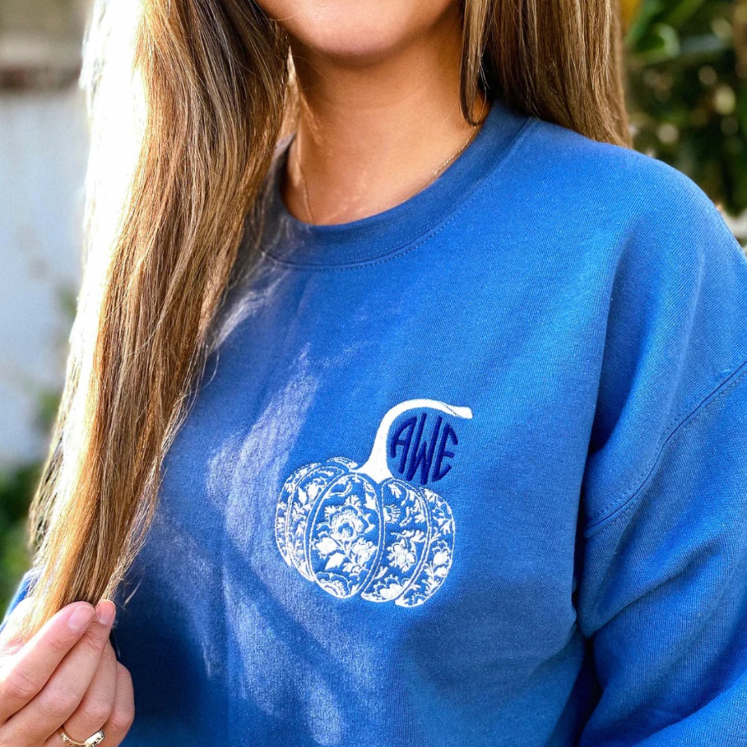 Custom Embroidered Sweatshirt with Monogram Motif