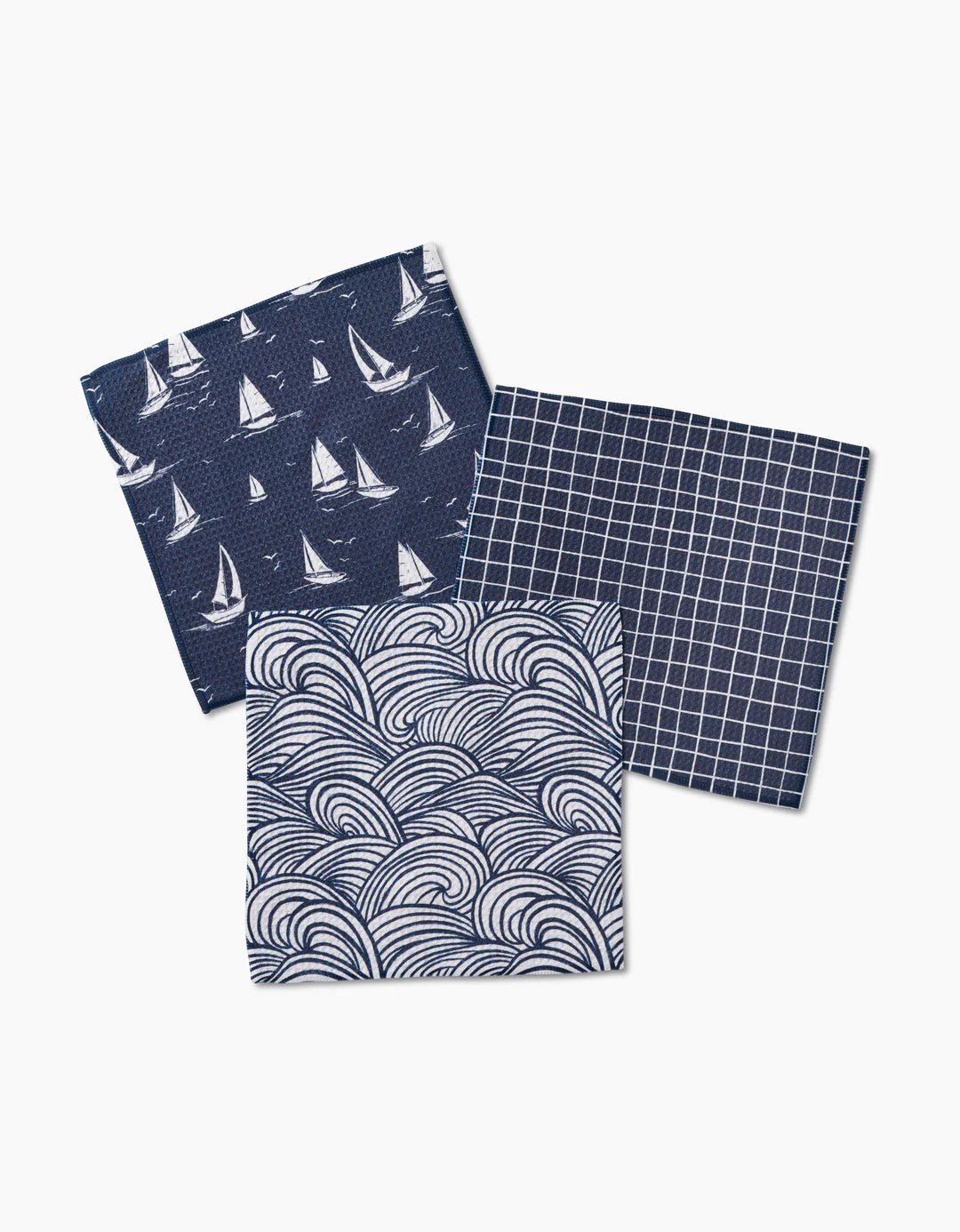 Geometry Dish Towel Set | Sailboats - So &amp; Sew Boutique