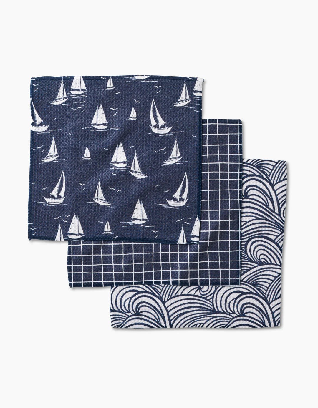 Geometry Dish Towel Set | Sailboats - So &amp; Sew Boutique