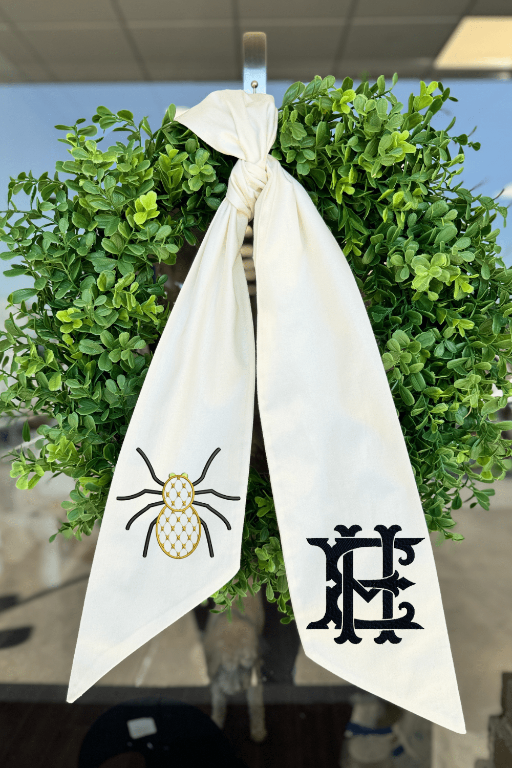 Halloween Embroidered Wreath Sash | Spider - So &amp; Sew Boutique