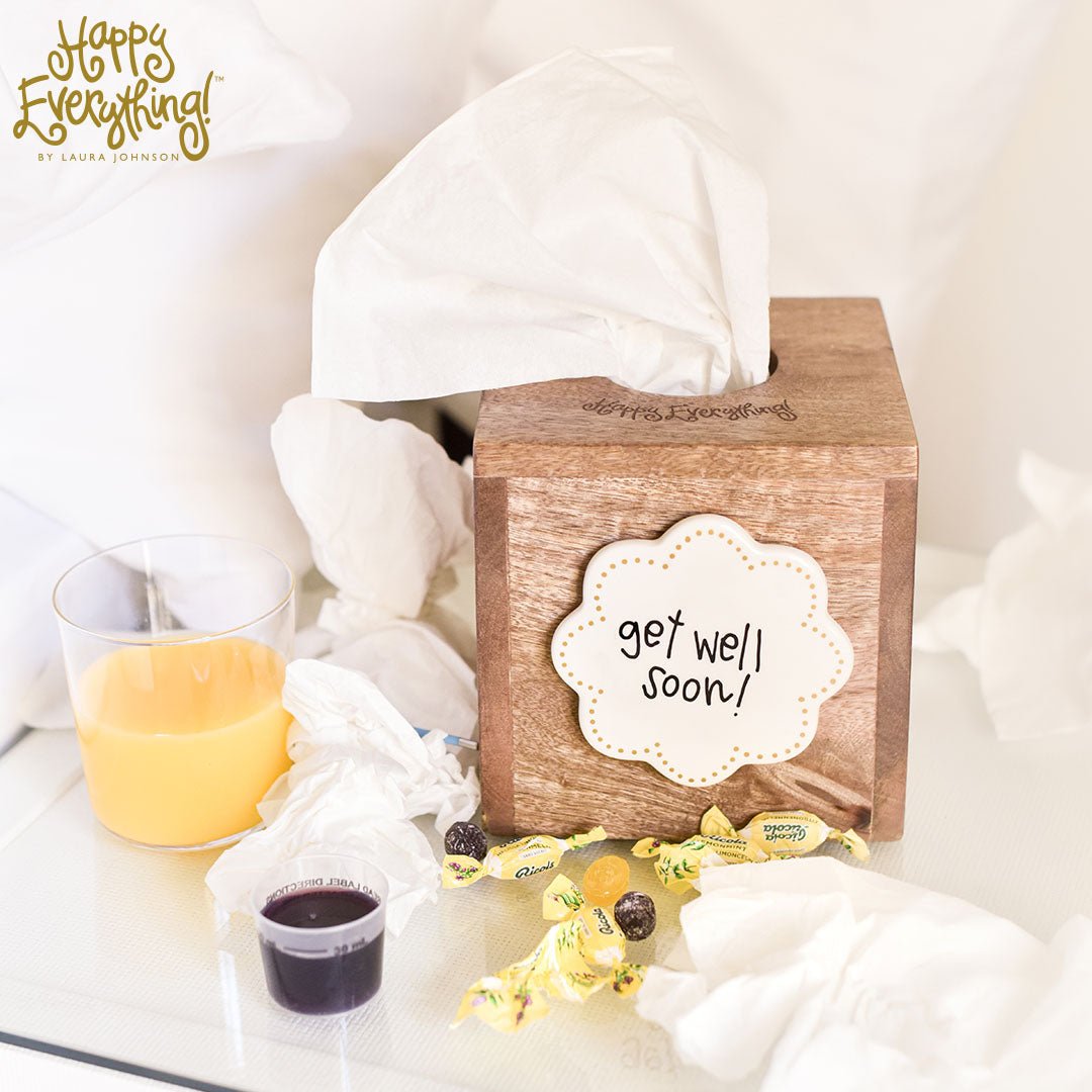 Happy Everything! Mini Square Wood Tissue Box - So &amp; Sew Boutique
