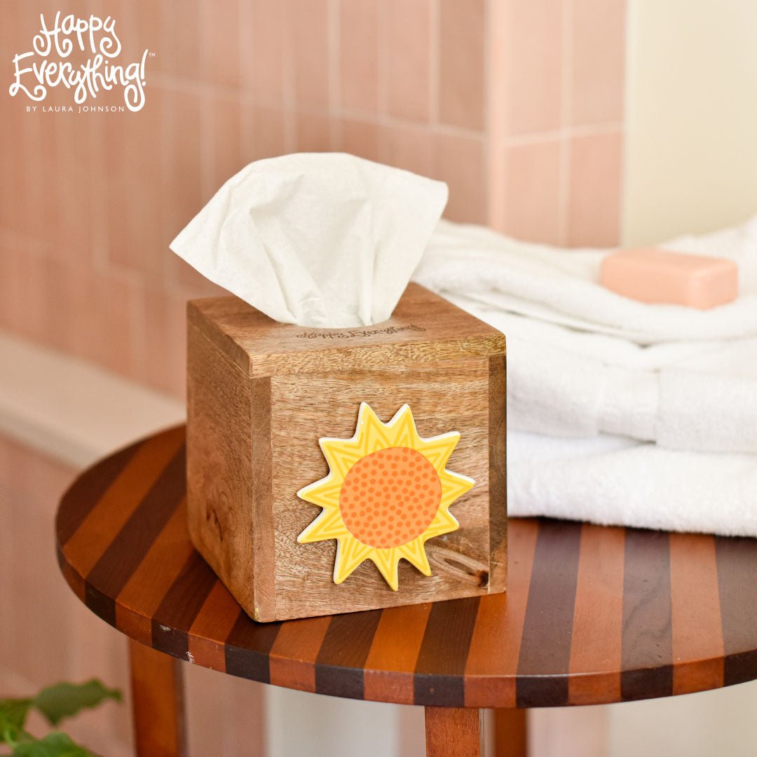 Happy Everything! Mini Square Wood Tissue Box - So &amp; Sew Boutique