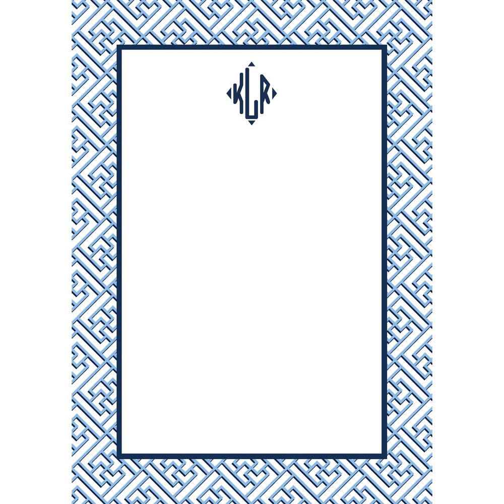 Notepad - Blue Trellis Fretwork - So & Sew Boutique