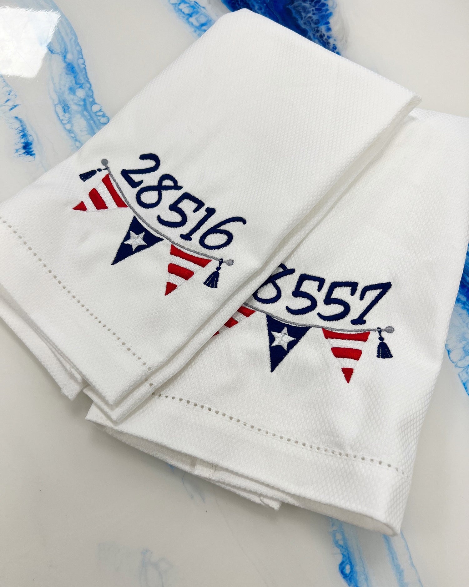 Patriotic Zip Code Hand Towels - So &amp; Sew Boutique