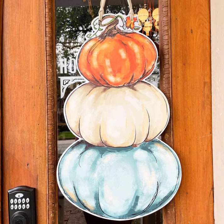 Pumpkin Trio Indoor/Outdoor Door Hanger *Pre - Order - So &amp; Sew Boutique