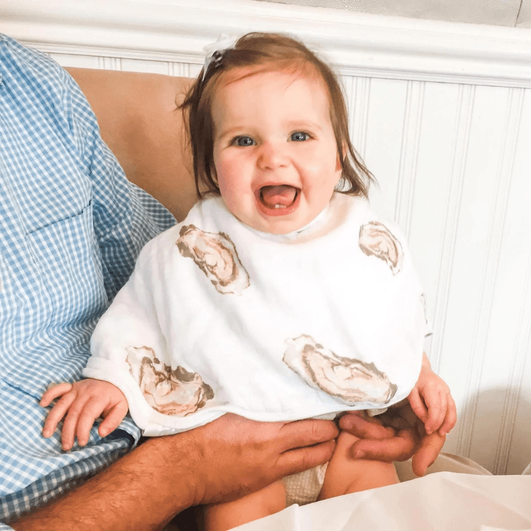2-in-1 Burp Cloth and Bib: Aw Shucks! Oyster-Baby Essentials-Little Hometown-So & Sew Boutique