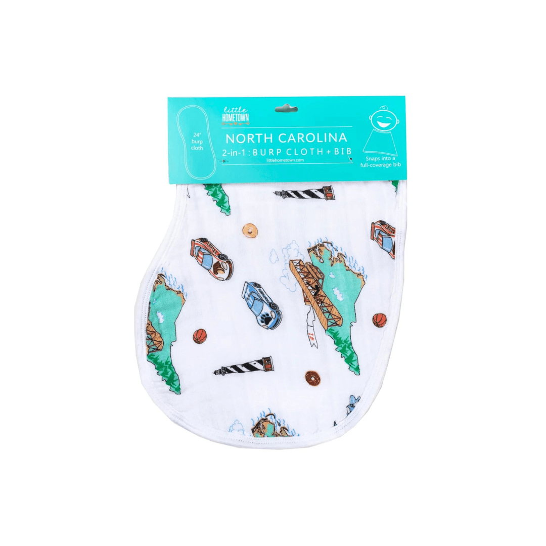 2-in-1 Burp Cloth and Bib: NC Baby - So & Sew Boutique