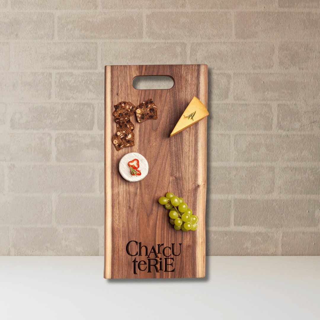 24 x 12” Walnut Single Handle Live Edge Board | Charcuterie Stacked - So &amp; Sew Boutique