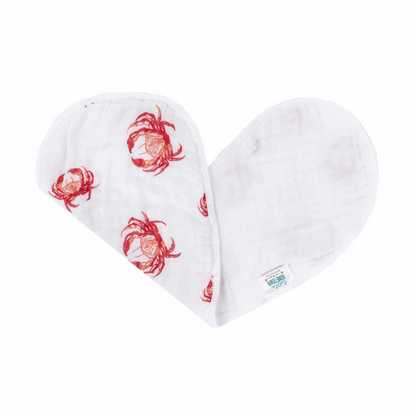 2-in-1 Burp Cloth and Bib: Pink Crab-Baby Essentials-Little Hometown-So &amp; Sew Boutique