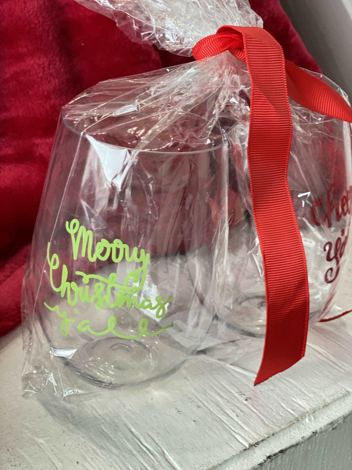 Acrylic Wine Glass Set - Christmas-Home-MSC-So & Sew Boutique