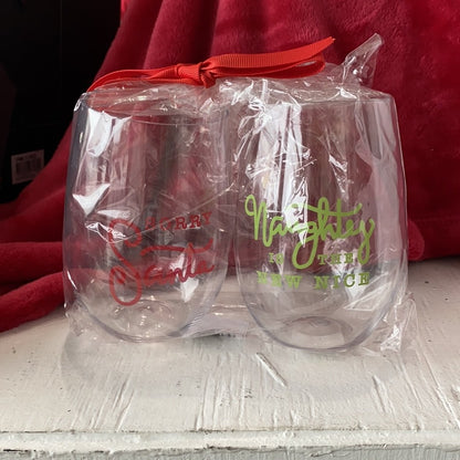 Acrylic Wine Glass Set - Christmas-Home-MSC-So &amp; Sew Boutique