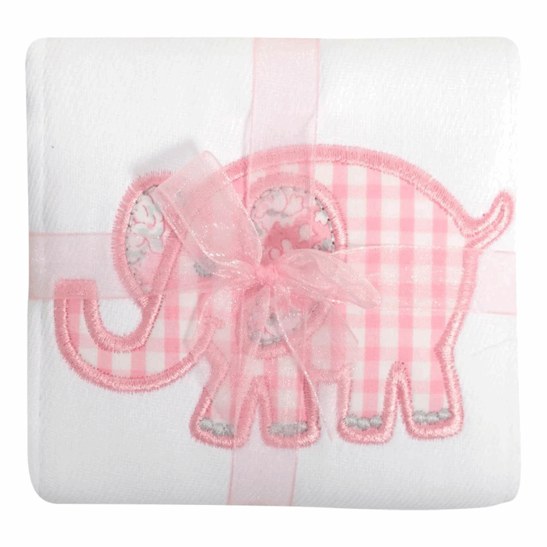 Applique Burp Cloth | Pink Elephant-Baby Essentials-3Marthas-So & Sew Boutique