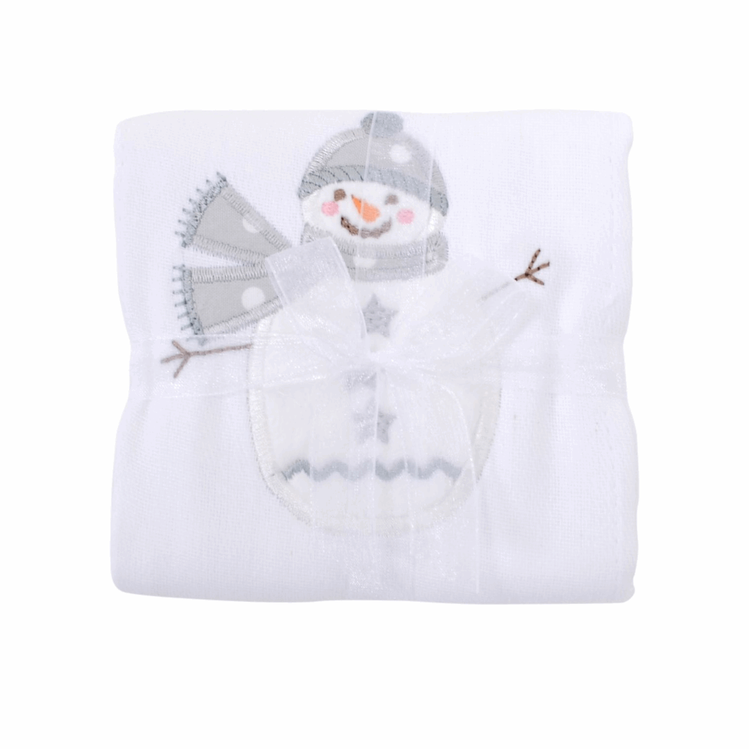 Appliquéd Burp Cloth | Grey Snowman-Baby Essentials-3Marthas-So &amp; Sew Boutique