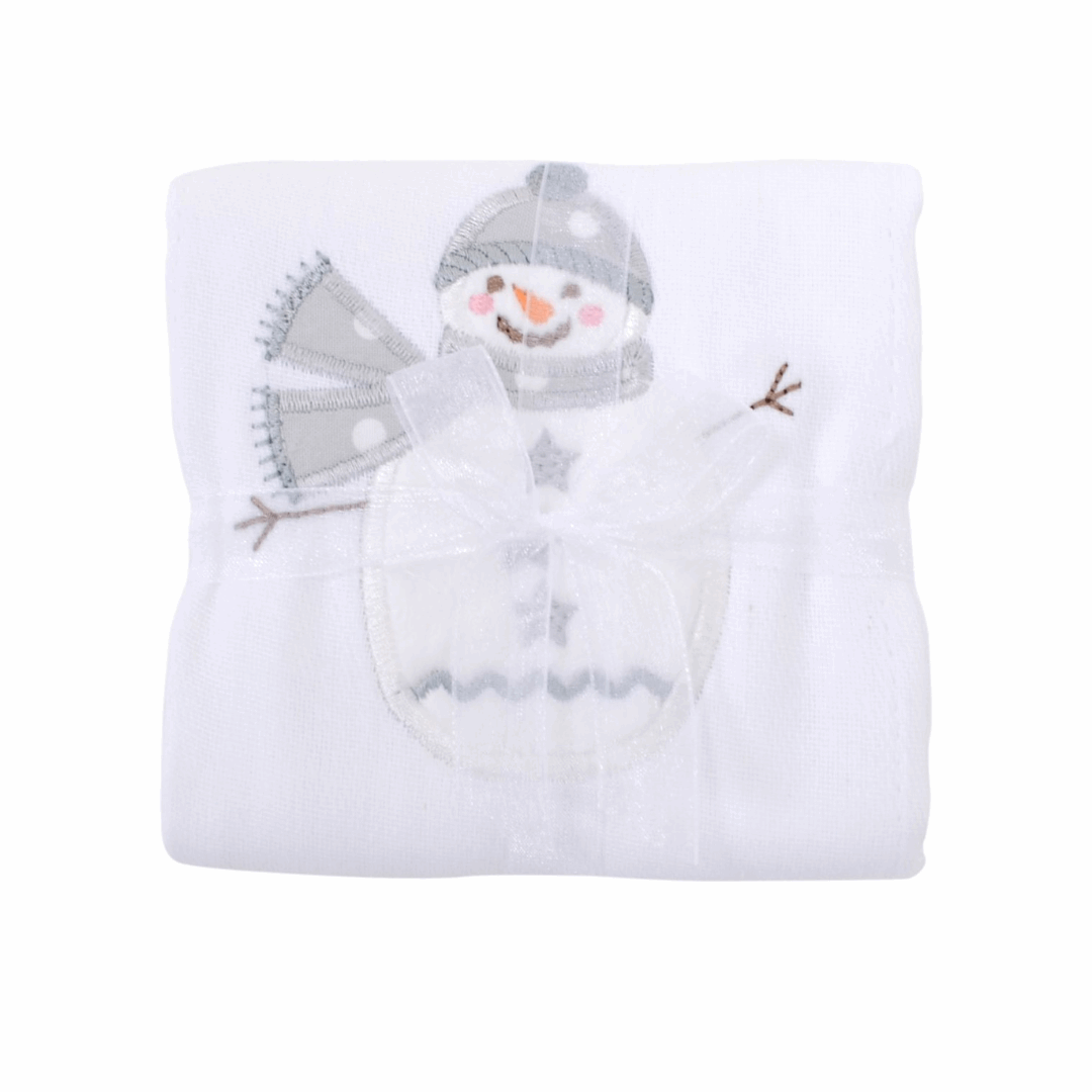 Appliquéd Burp Cloth | Grey Snowman-Baby Essentials-3Marthas-So & Sew Boutique