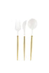 Bella Cutlery Set | White & Gold (24pk) - So & Sew Boutique
