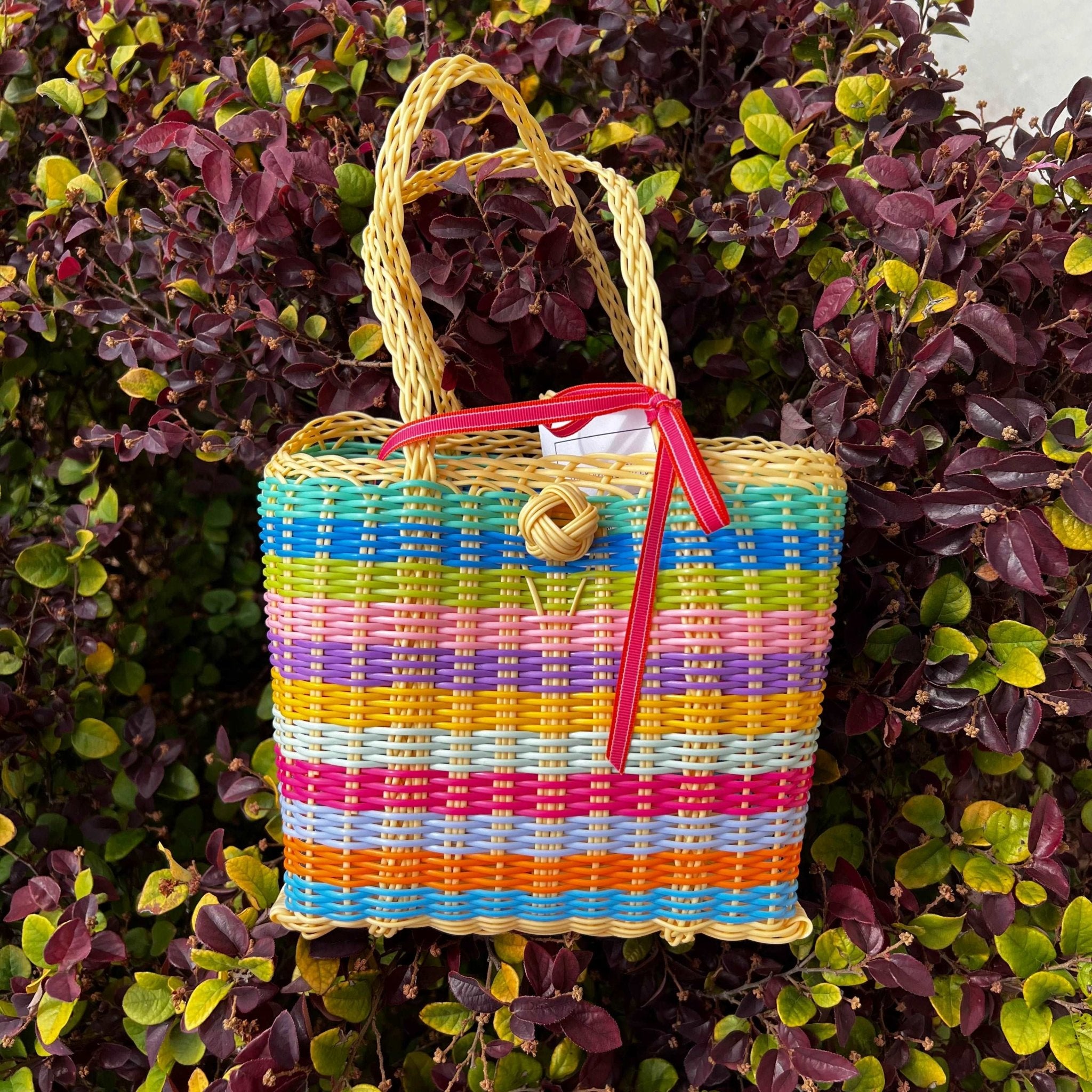 Berry Basket | Multi Stripe-Bags-The Lilley Line-Yellow Orange-So & Sew Boutique