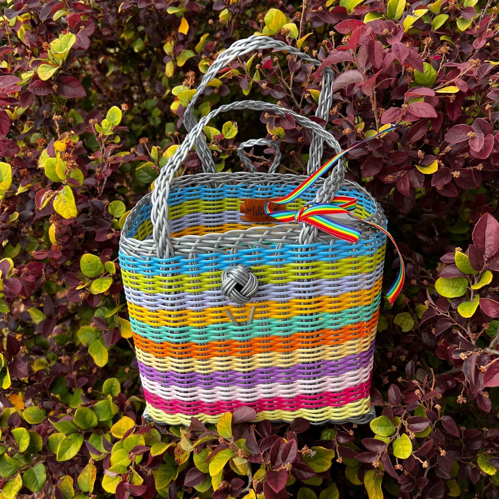 Berry Basket | Multi Stripe-Bags-The Lilley Line-Grey-So & Sew Boutique