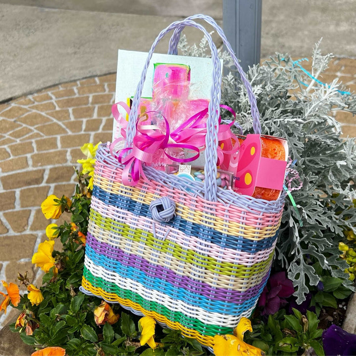 Berry Basket | Pink & White Stripe-Bags-The Lilley Line-So & Sew Boutique