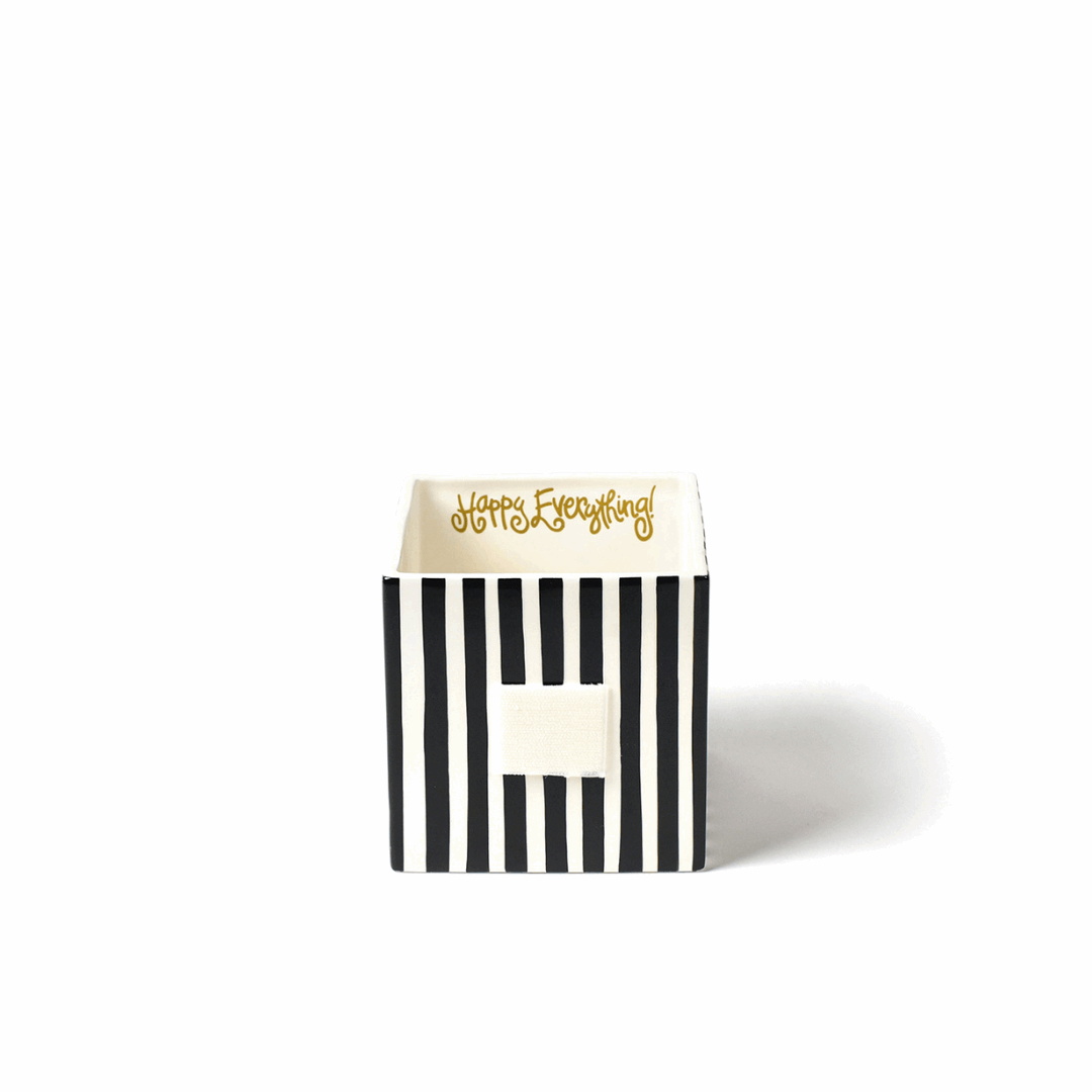 Black Stripe Medium Mini Nesting Cube-Home Decor-Happy Everything-So &amp; Sew Boutique