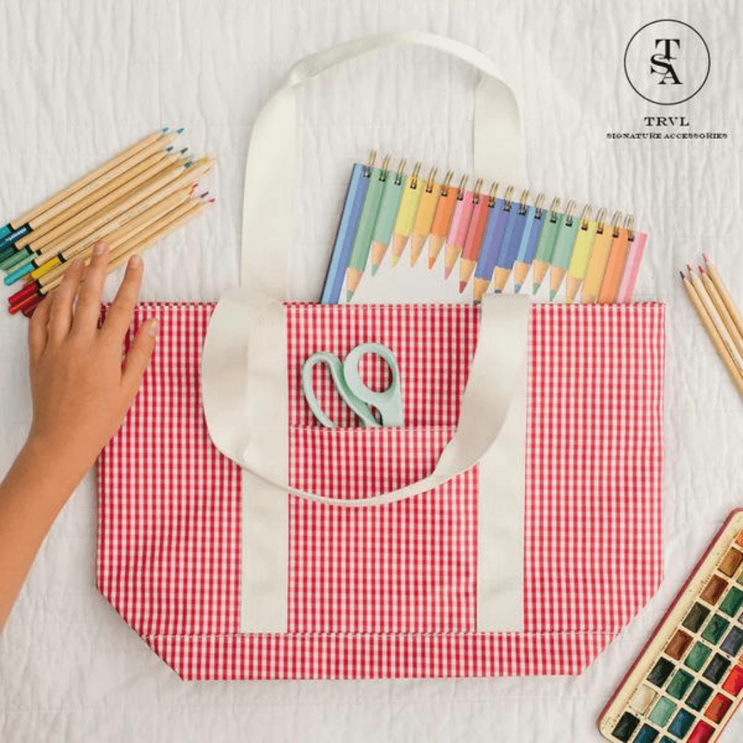 TRVL Designs Classic Tote | Gingham Royal at So & Sew Boutique