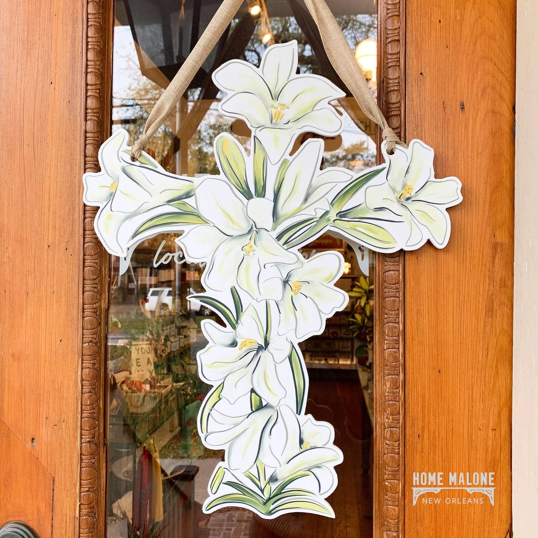 Easter Lily Cross | Indoor/Outdoor Door Hanger - So &amp; Sew Boutique