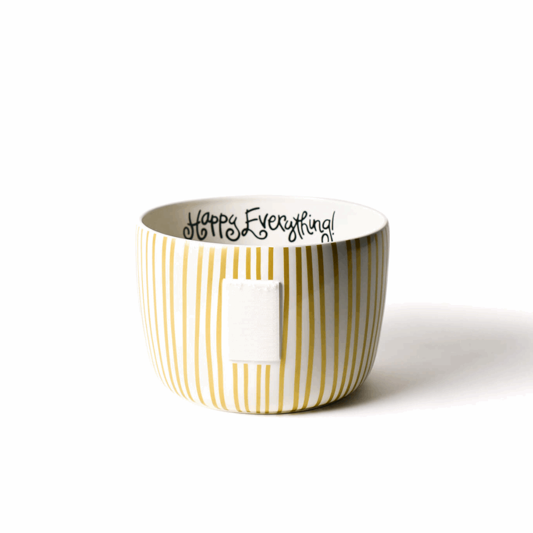 Gold Stripe Happy Everything! Big Bowl - So & Sew Boutique