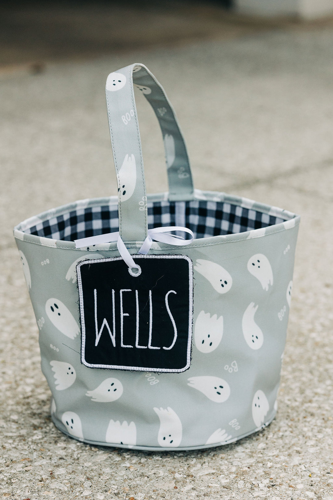 Halloween Basket | Ghosts on Grey - So & Sew Boutique