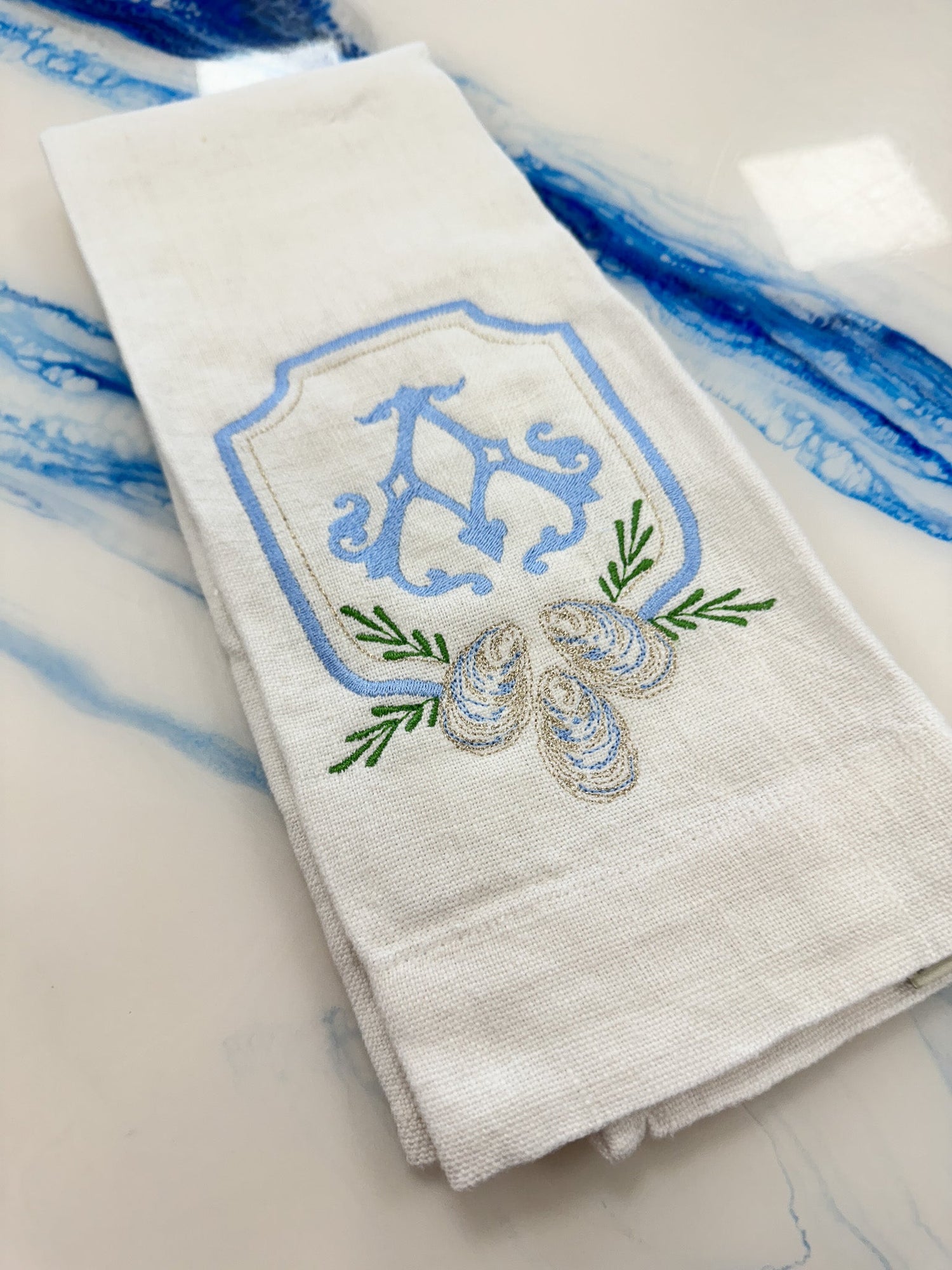 Hemmed Provence Linen Hand Towel - So &amp; Sew Boutique