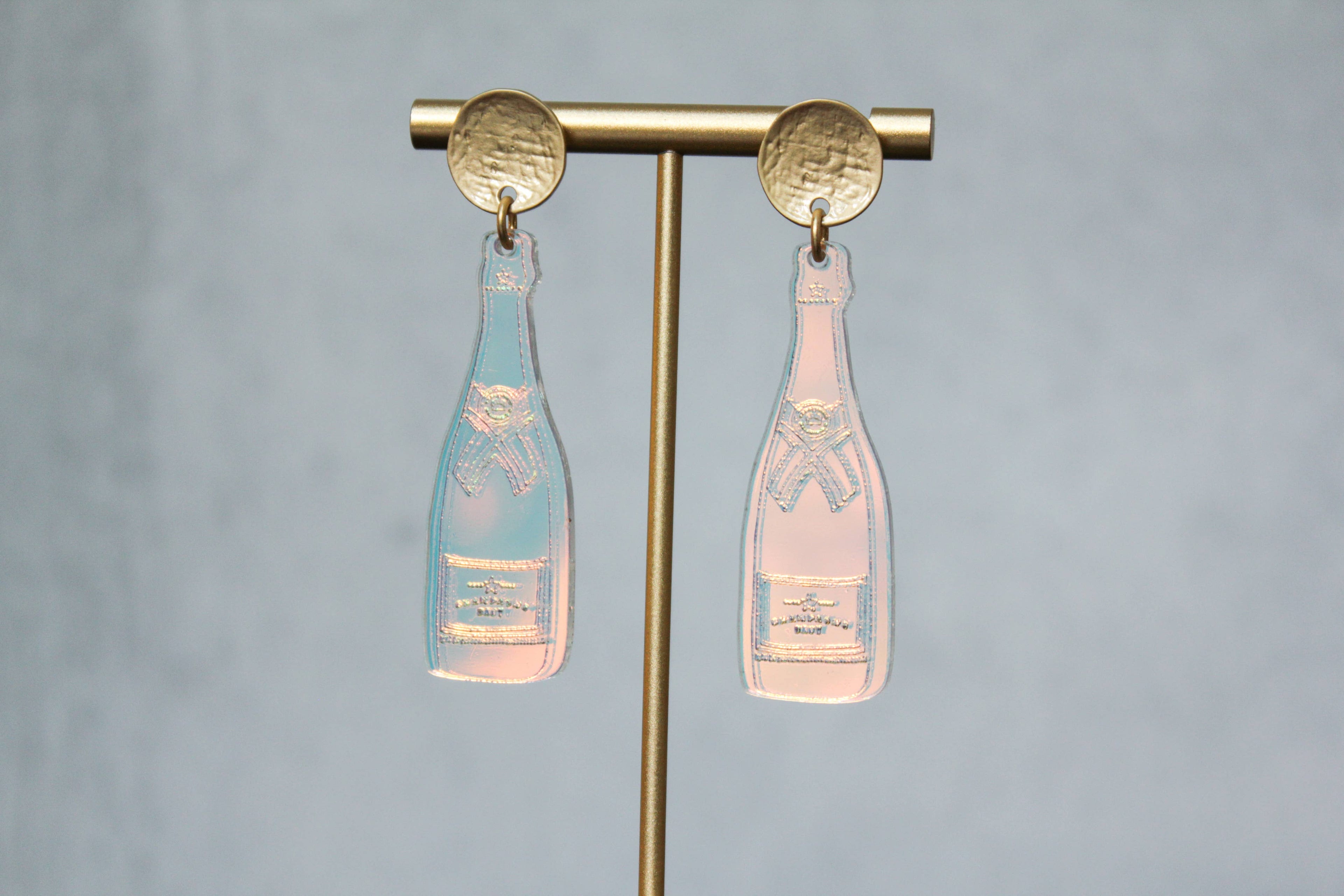 Iridescent Champagne Bottle Earrings - So &amp; Sew Boutique