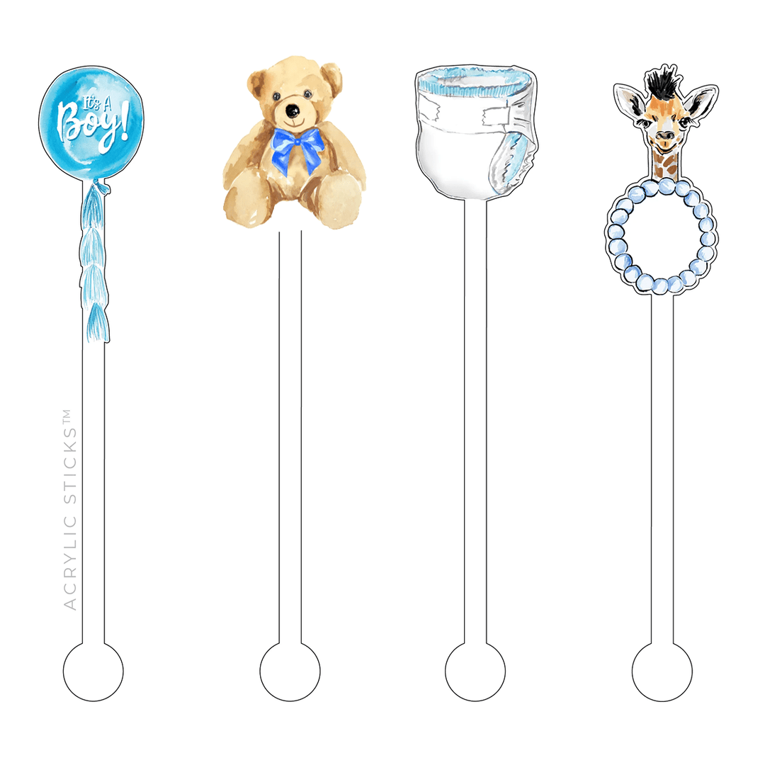 It's A Boy | Acrylic Stir Sticks (Set of 4) - So & Sew Boutique