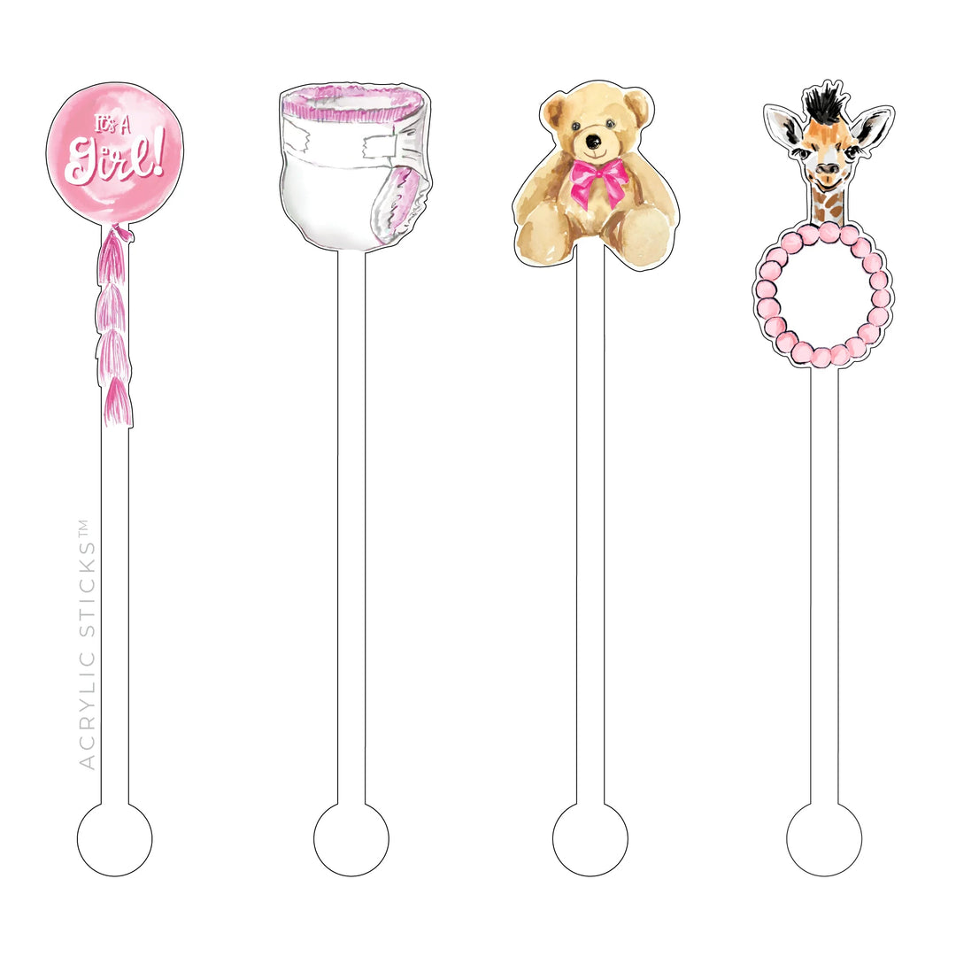 It's a Girl | Acrylic Stir Sticks (Set of 4) - So & Sew Boutique