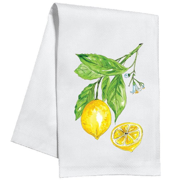 Kitchen Towel | Handpainted Lemons on a Branch - So & Sew Boutique