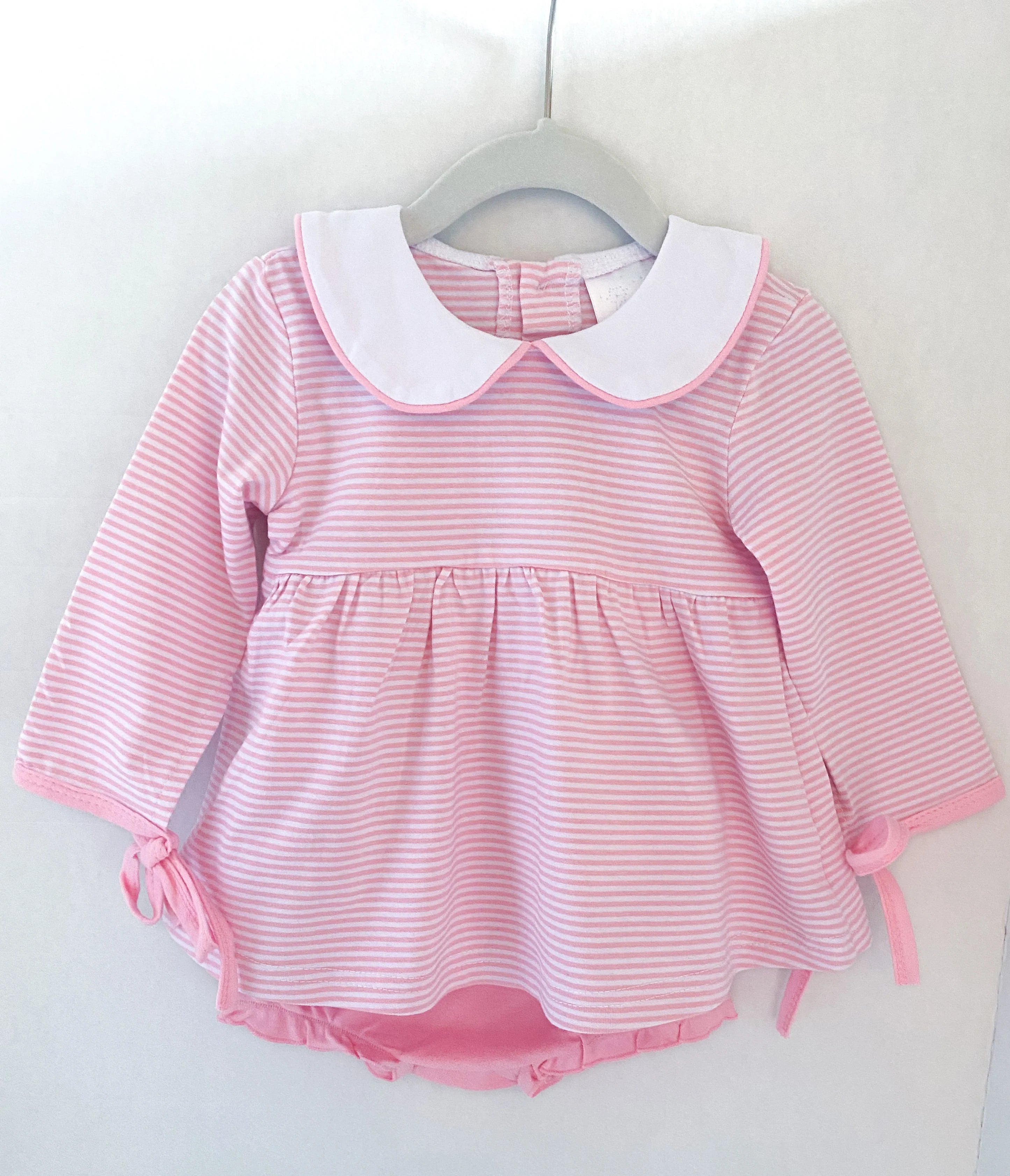 Long Sleeve Pink Stripe Bloomer Short Set - So &amp; Sew Boutique