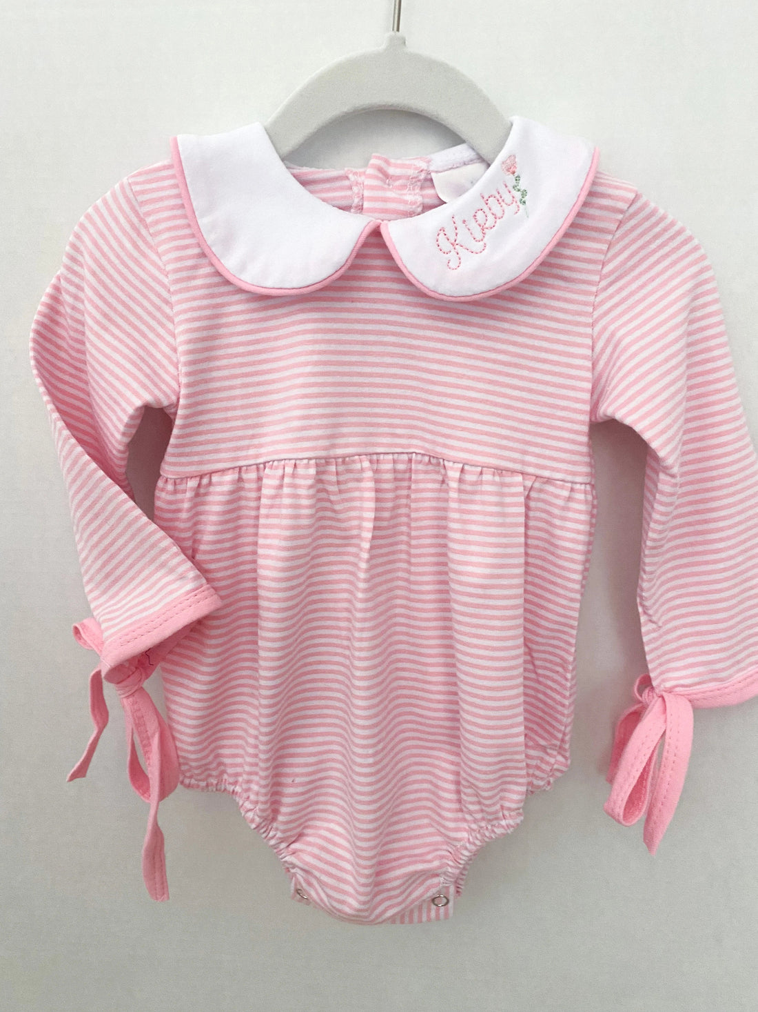 Long Sleeve Pink Stripe Peter Pan Collar Bubble - So &amp; Sew Boutique