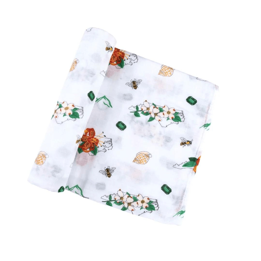 NC Baby Swaddle Blanket - Floral - So &amp; Sew Boutique