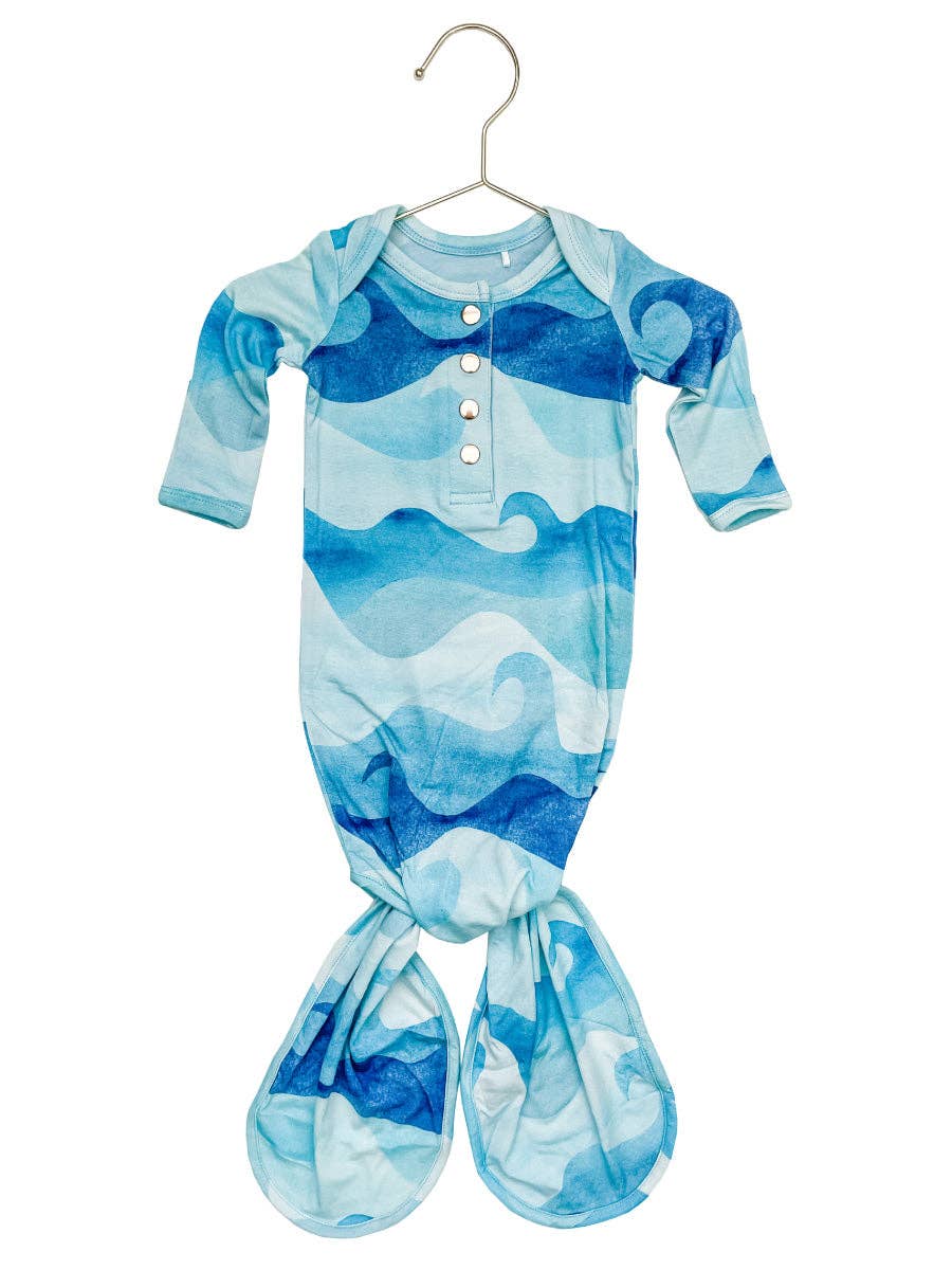 Ocean Wave Newborn Knotted Gown - So &amp; Sew Boutique