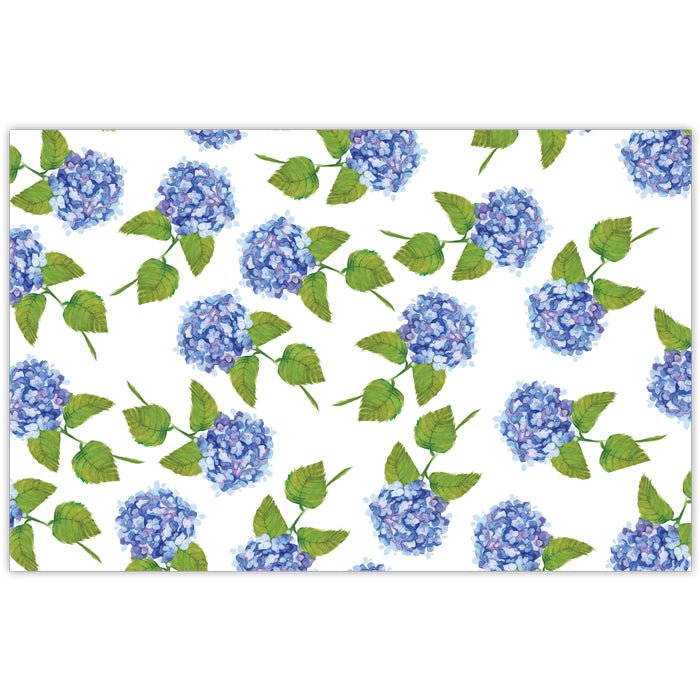 Paper Placemats | Handpainted Blue Hydrangeas - So &amp; Sew Boutique