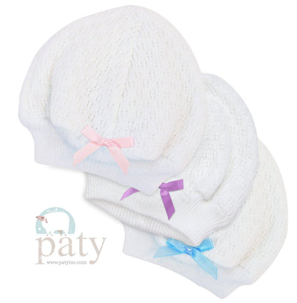 Paty Knit Beanie Cap with Bow - So &amp; Sew Boutique